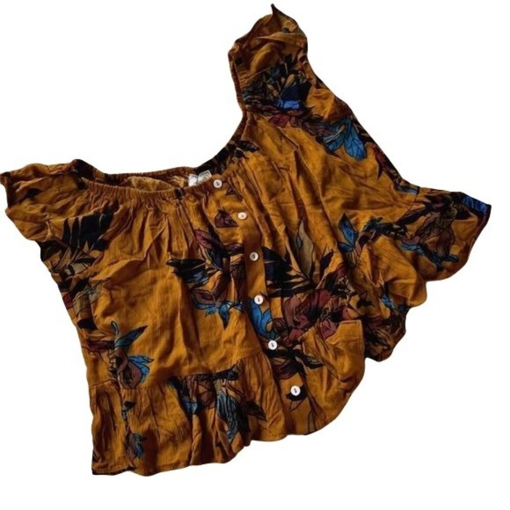 Sadie & Sage Boho Floral Flowy 100% Rayon Top L